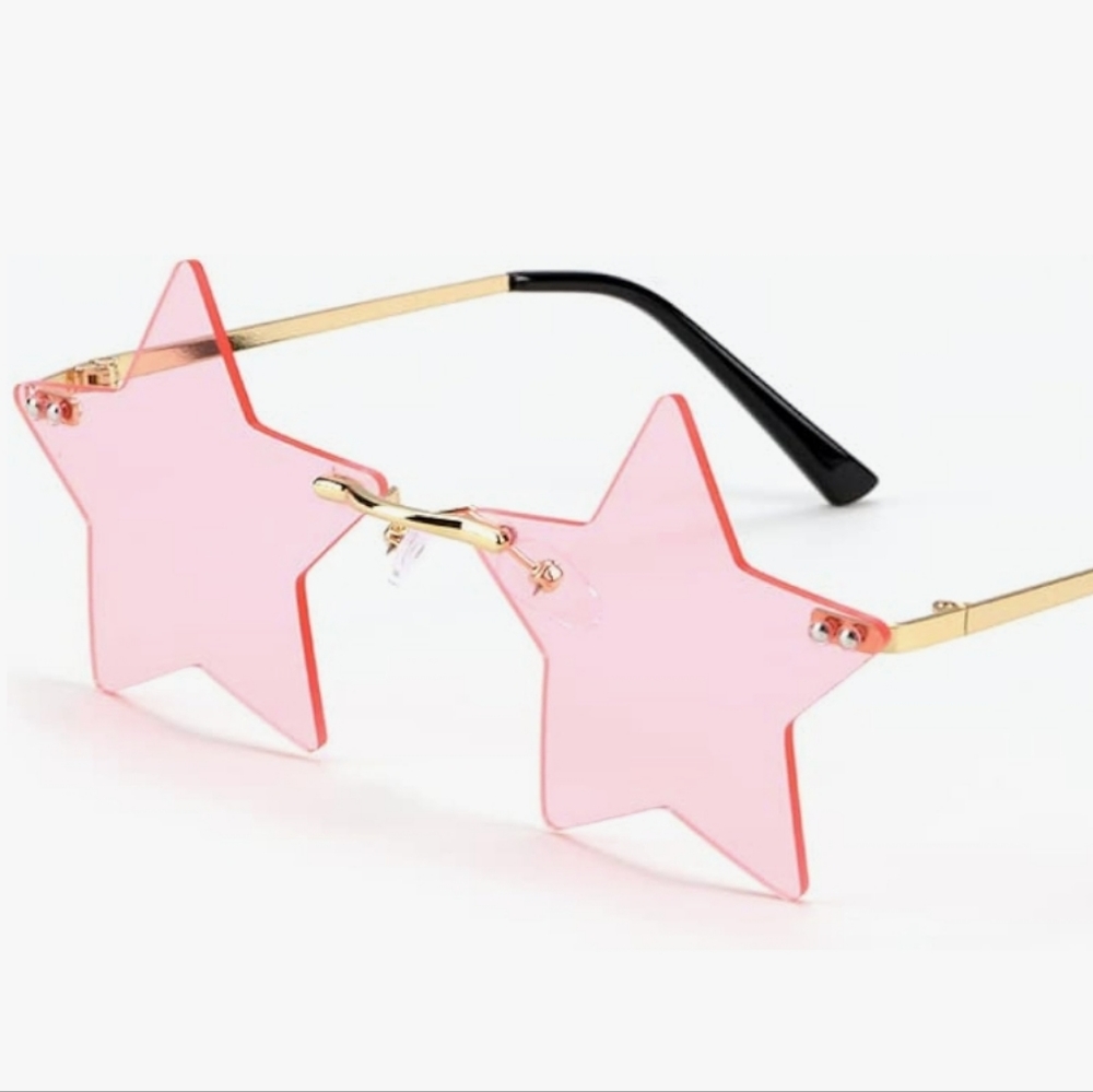 Pink Star Shaped Rimless Glasses